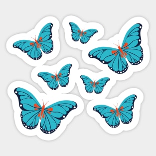 Vintage blue butterflies Sticker